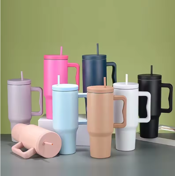 Miniatúra: Stainless Steel Leopard Print Tumbler with Straw 1500ml Travel Mug Cup