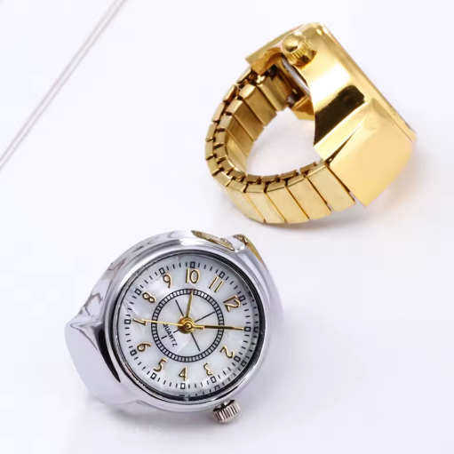 Creative Quartz Analog Finger Ring Watch for Men Luxury Steel Wrist Watch