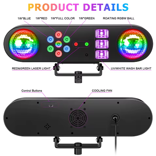 Thumbnail: Fieryzeal 5-in-1 RGB LED Stage Lighting Effect Light for DJ Concert Party KTV