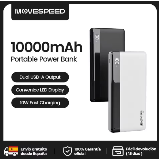 MOVESPEED 10000mAh Power Bank Fast Charging Dual USB for iPhone Samsung Xiaomi