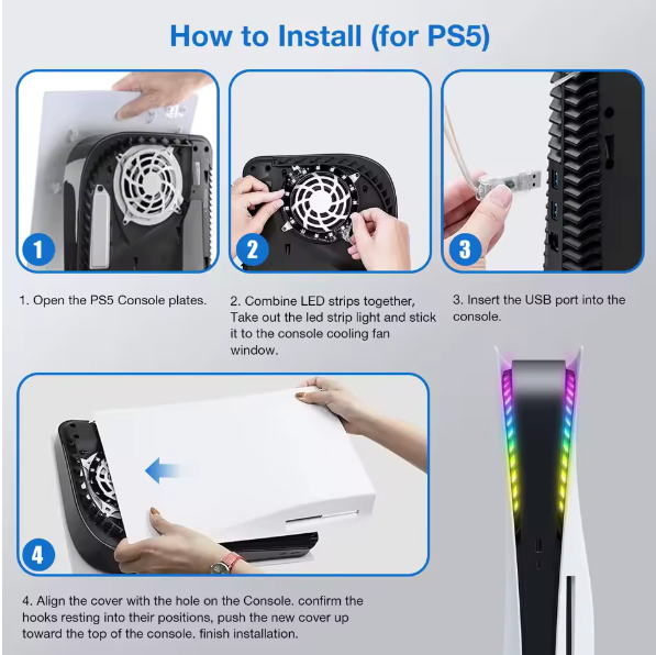 Miniatúra: RGB LED Light Strip for PS5 Slim Console Decorative Ring Kit Accessory