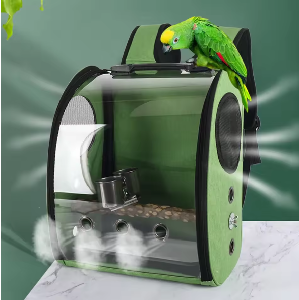 Pet Bird Cage Parrot Carrier with Feeders Large Travel Bag Portable Birdhouse