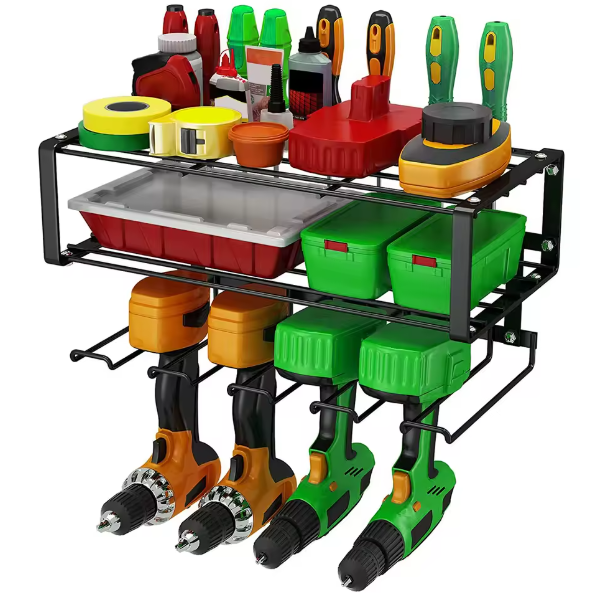 Miniatúra: Rolling Power Tool Organizer Cart with Drill Rack, Heavy Duty 4-Tier Storage Car