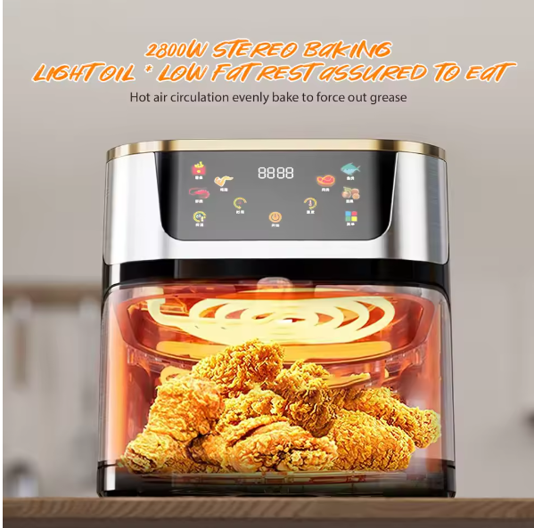 Miniatúra: 1400W Air Fryer Stainless Steel 5L Large Capacity Touchscreen Multifunctional Ov
