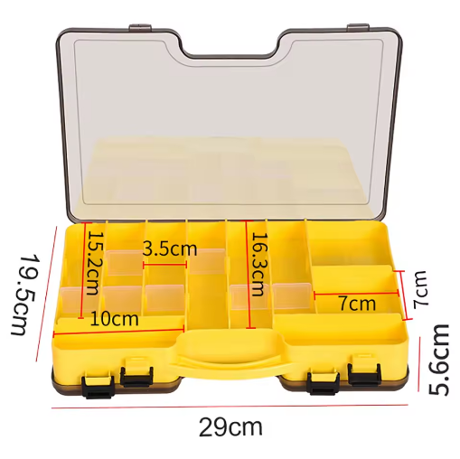 Thumbnail: Large Fishing Tackle Box Double Layer Portable Lure Storage Box with 16 Compartm