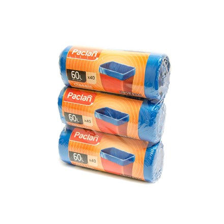 60L Trash Bags 3 Packs of 40pcs - Strong Waste Bags for Home & Office