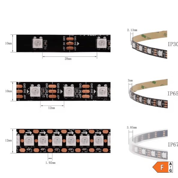 Thumbnail: WS2812B USB LED Strip RGB Addressable Light with Remote for TV Backlight