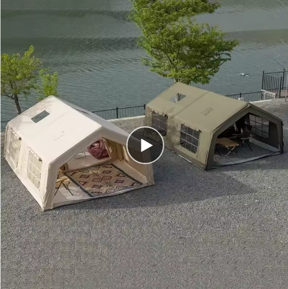 Outdoor Inflatable Camping Tent with Waterproof Flysheet, Family Glamping Tent