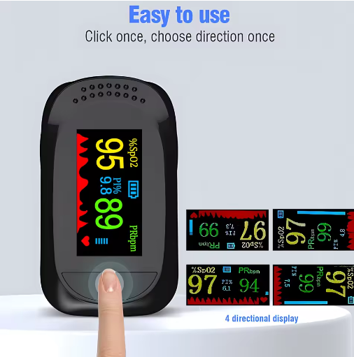 Digital Finger Pulse Oximeter TFT Display SPO2 PR Health Monitor Black