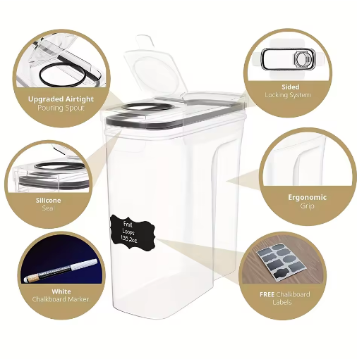 Miniatúra: 3-piece Airtight Cereal Storage Containers Set BPA Free, Labeled, Dishwasher Saf