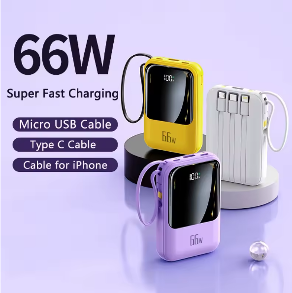 20000mAh Power Bank 66W Fast Charging Portable Charger for iPhone Samsung