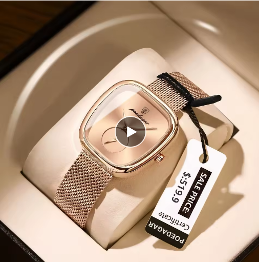 POEDAGAR Luxury Fashion Women's Waterproof Quartz Watch Stainless Steel Mesh Ban