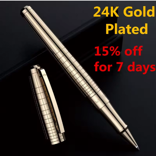 DARB Luxury Rollerball Pen 24K Gold Plated Metal Pen for Business Office Gift