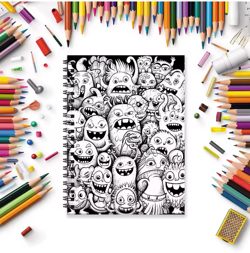 Thumbnail: Enthusiastic Little Monsters Adult Coloring Book – 8.3 x 11.2 Inch, 32 Pages