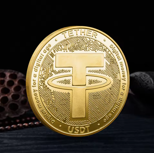 Thumbnail: USDT Gold Plated Crypto Coin Physical Tether Collectible Souvenir Gift
