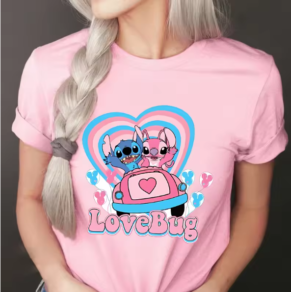 Stitch Disney T-Shirt for Women and Men, Anime Cartoon Summer Short Sleeve Tee