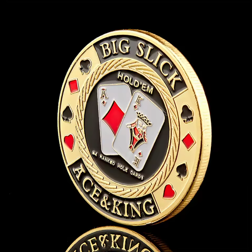 Thumbnail: Gold Plated Poker Chip Coin Ace King Casino Souvenir Collectible Gift