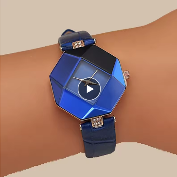 Creative Women’s Casual Watch Blue Leather Band Multicolor Analog Quartz Wristwa