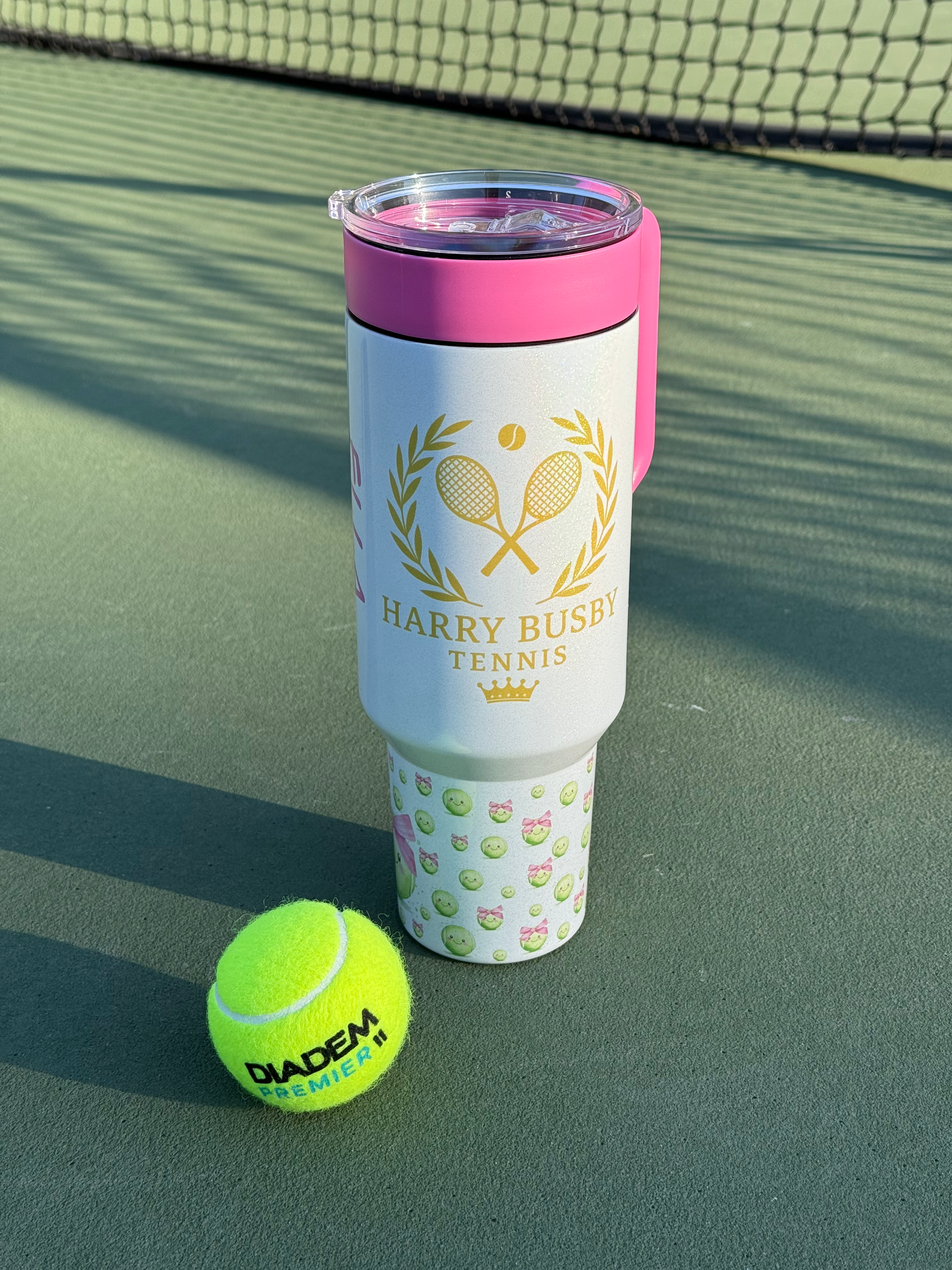 H.B. Tennis Tumbler 40 oz. White Glitter Shimmer