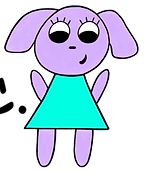 Cartoon drawing of Oofie a purple dog