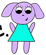 Oofie dog in an aqua dress