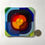Thumbnail: Handmade contemporary unique multicolored fused glass art coaster. Square at edges,  circle in center.