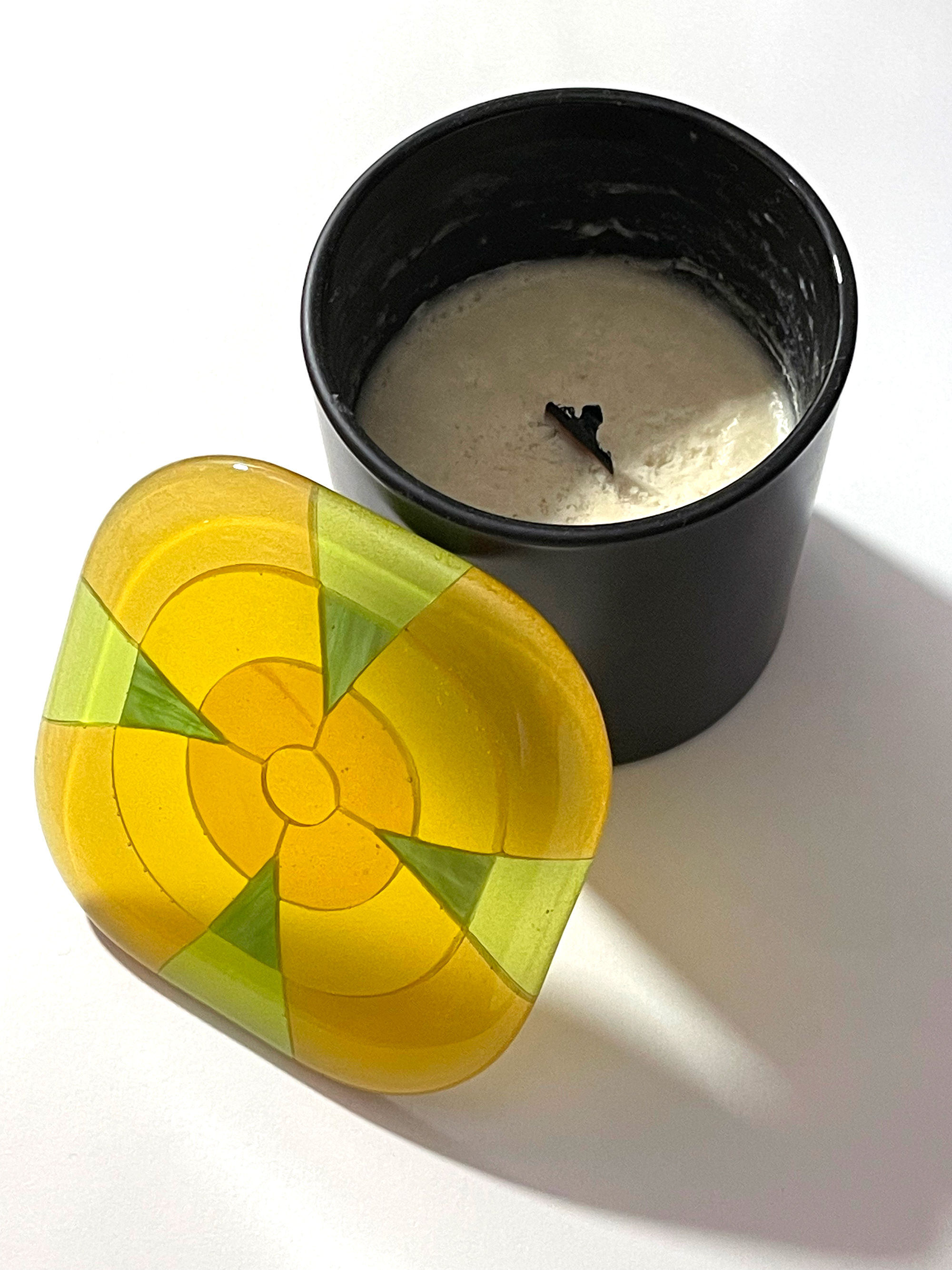 Yellow Frosted Fall Wildflower Glass Candle Snuffer-3