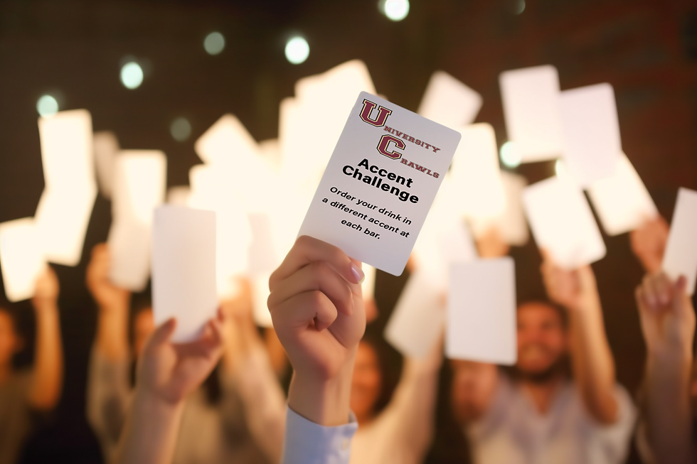 Group of people playing a University Crawls Bar Crawl Card Game