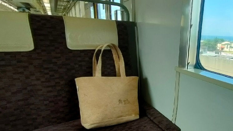 "Choju-Giga" Kakishibu (Persimmon Tannin) Dyed Canvas Tote with Long Handles