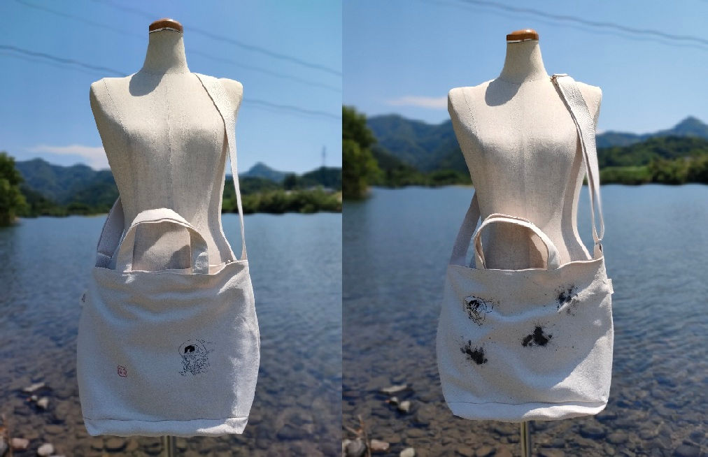 New Design! "Raijin & Fujin" 2-Way Canvas Tote Bag (Shoulder & Hand Carry)