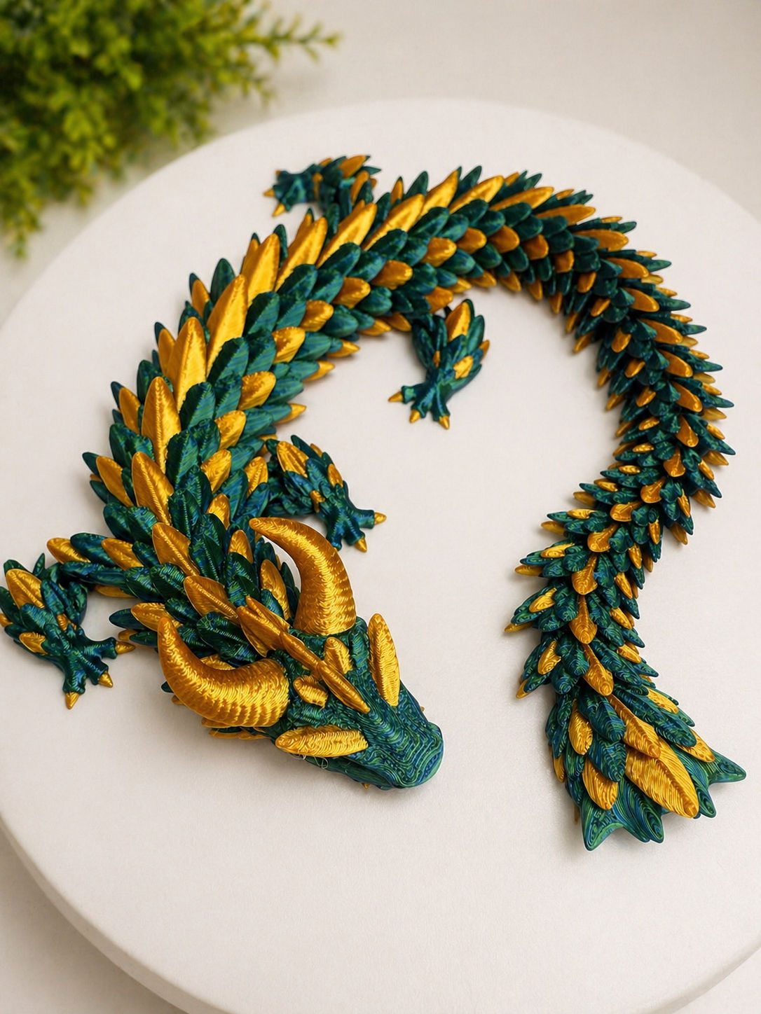 Articulated Dragon | 3D Printed Flexible Dragon | Metallic Fantasy Fidget & Disp