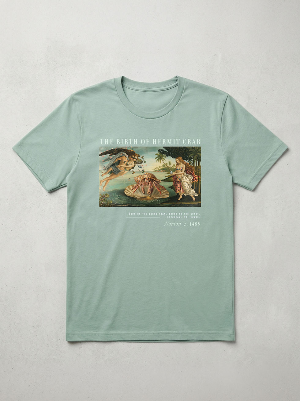 Thumbnail: Dusty blue hermit crab graphic tee, flat lay product view.