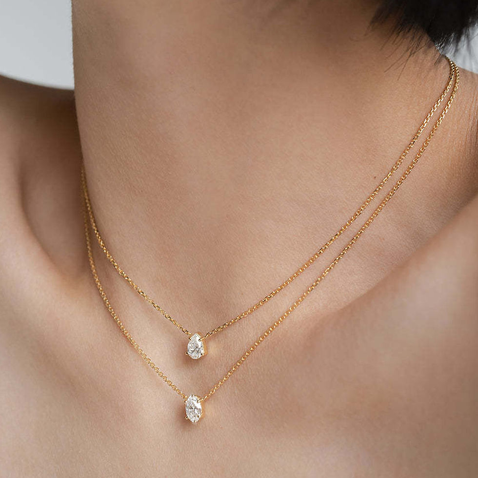 Thumbnail: Modern necklace with a multi-layered cubic zirconia pendant, choker style.