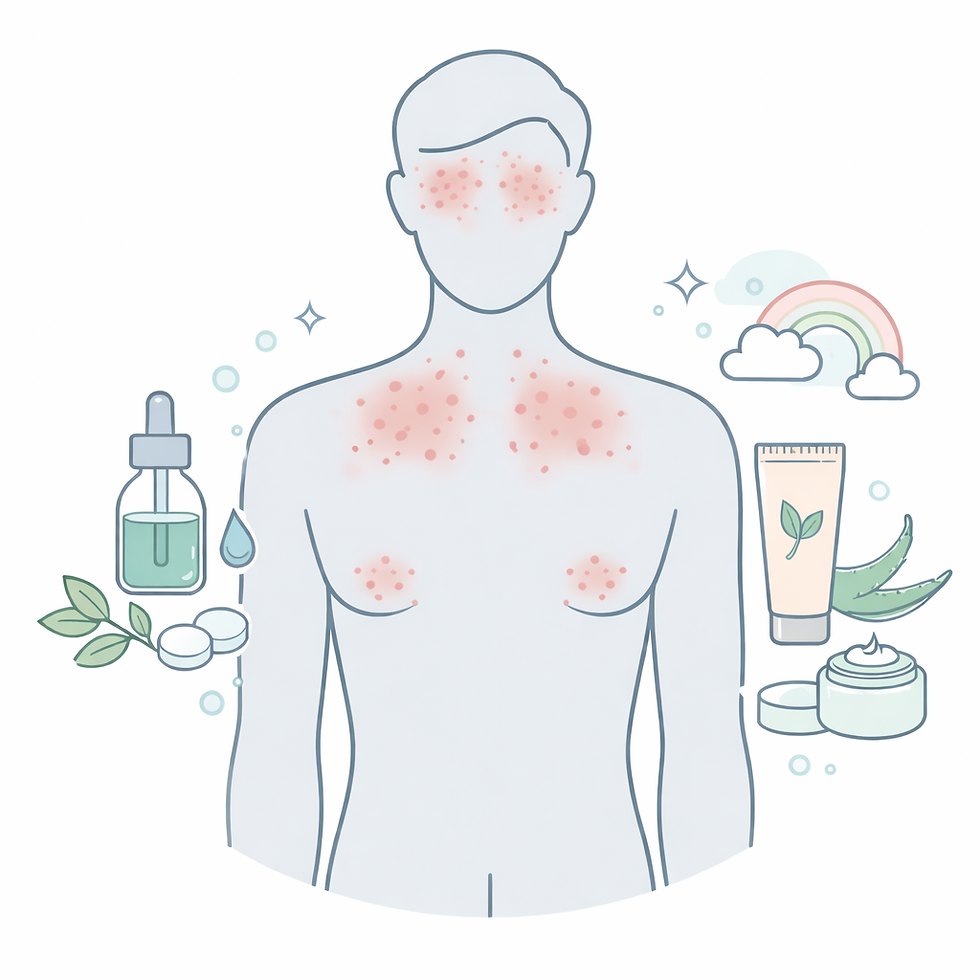 Homeopathic treatment for skin conditions such as acne, eczema, and psoriasis