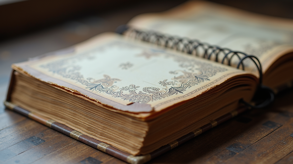 Close-up view of a beautifully designed personal journal with intricate patterns