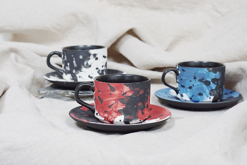 Thumbnail: Splash-Ink Series -White Mug & Saucer Set