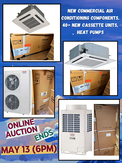 COMMERCIAL AIR COND. COMPONENTS - 40+ NEW CASSETTE UNITS, HEAT PUMPS.png