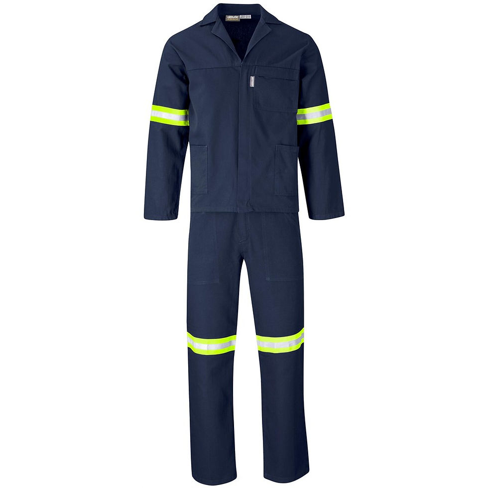 Thumbnail: 100% Cotton Conti Suit - Reflective Arms & Legs - Yellow Tape