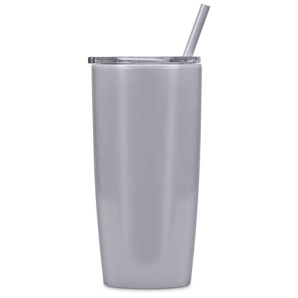 Thumbnail: Plastic 2-in-1 Double-Wall Tumbler & Straw - 600ml