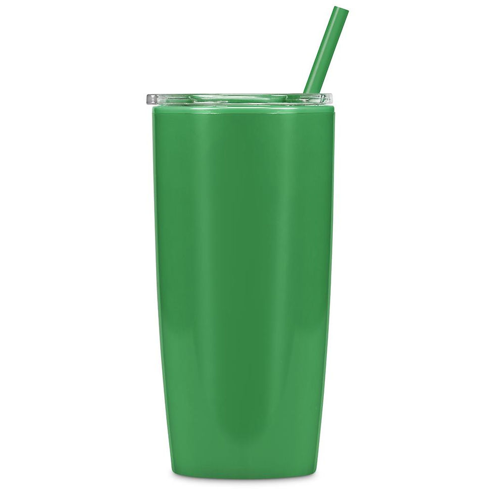 Thumbnail: Plastic 2-in-1 Double-Wall Tumbler & Straw - 600ml