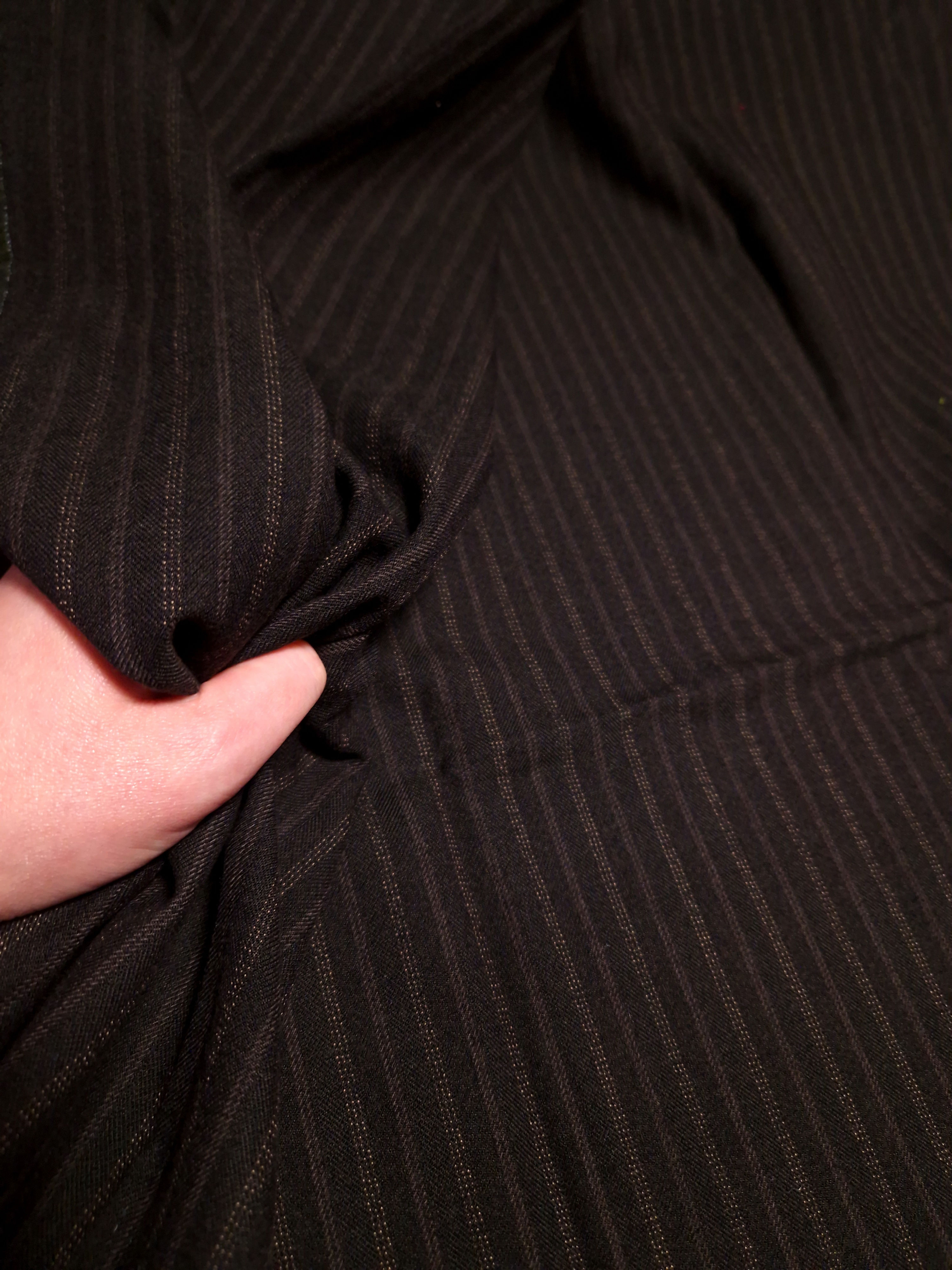 Brown Pinstripe Wool Blend Suiting Remnant