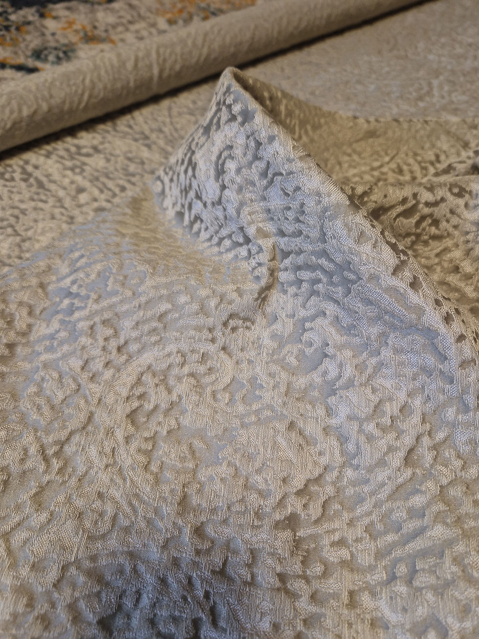 Thumbnail: Olive Gold Silk Brocade Remnant