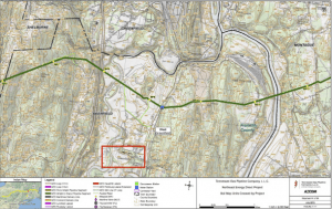 The dark green line indicates the NED pipeline running from Wright, NY to Dracut, MA Light green lines indicate compressor stations The red box indicates Deerfield Academy. Map provided by David Kieth