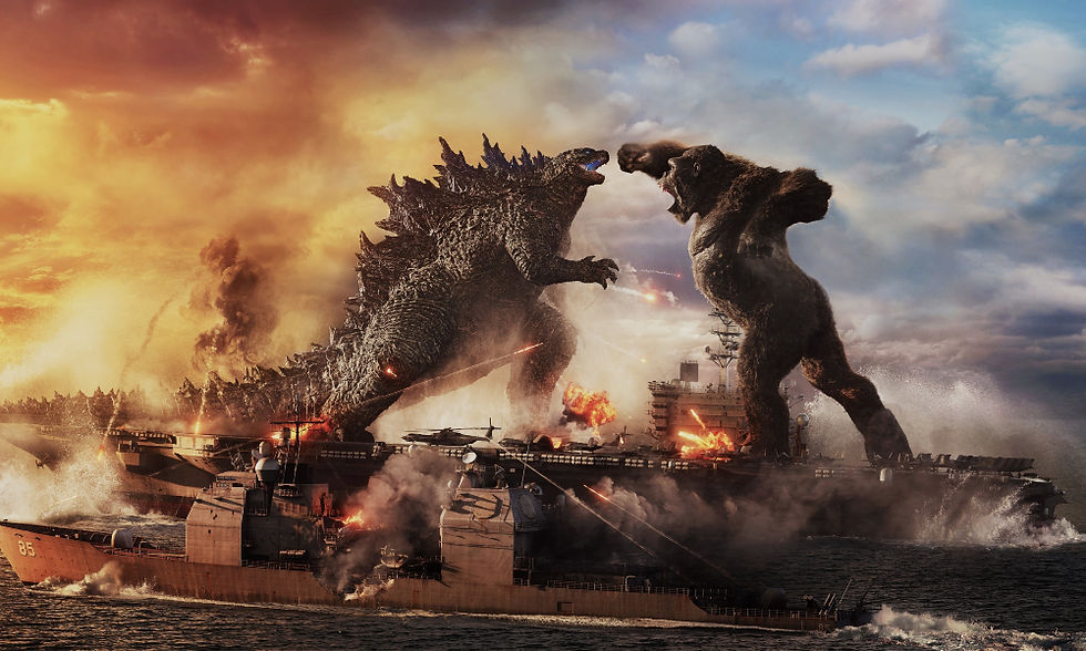 King Kong ready to punch Godzilla on a ship