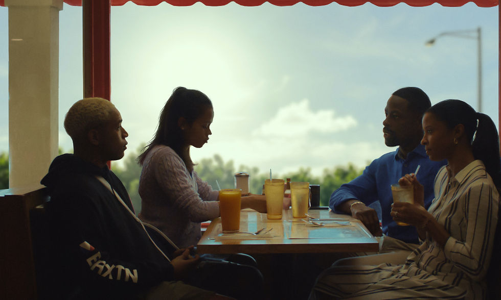 The Williams family in a diner