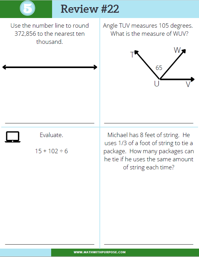 Thumbnail: Grade 5 Spiral Review