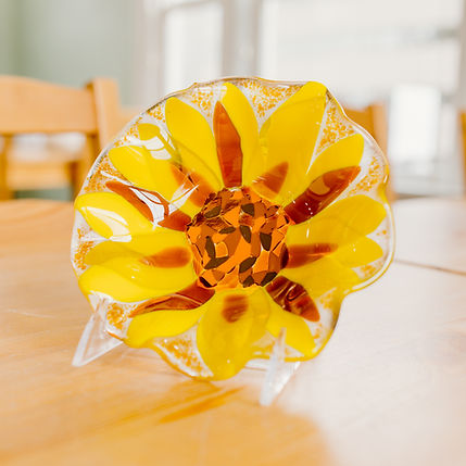 fused glass ruffled bowl