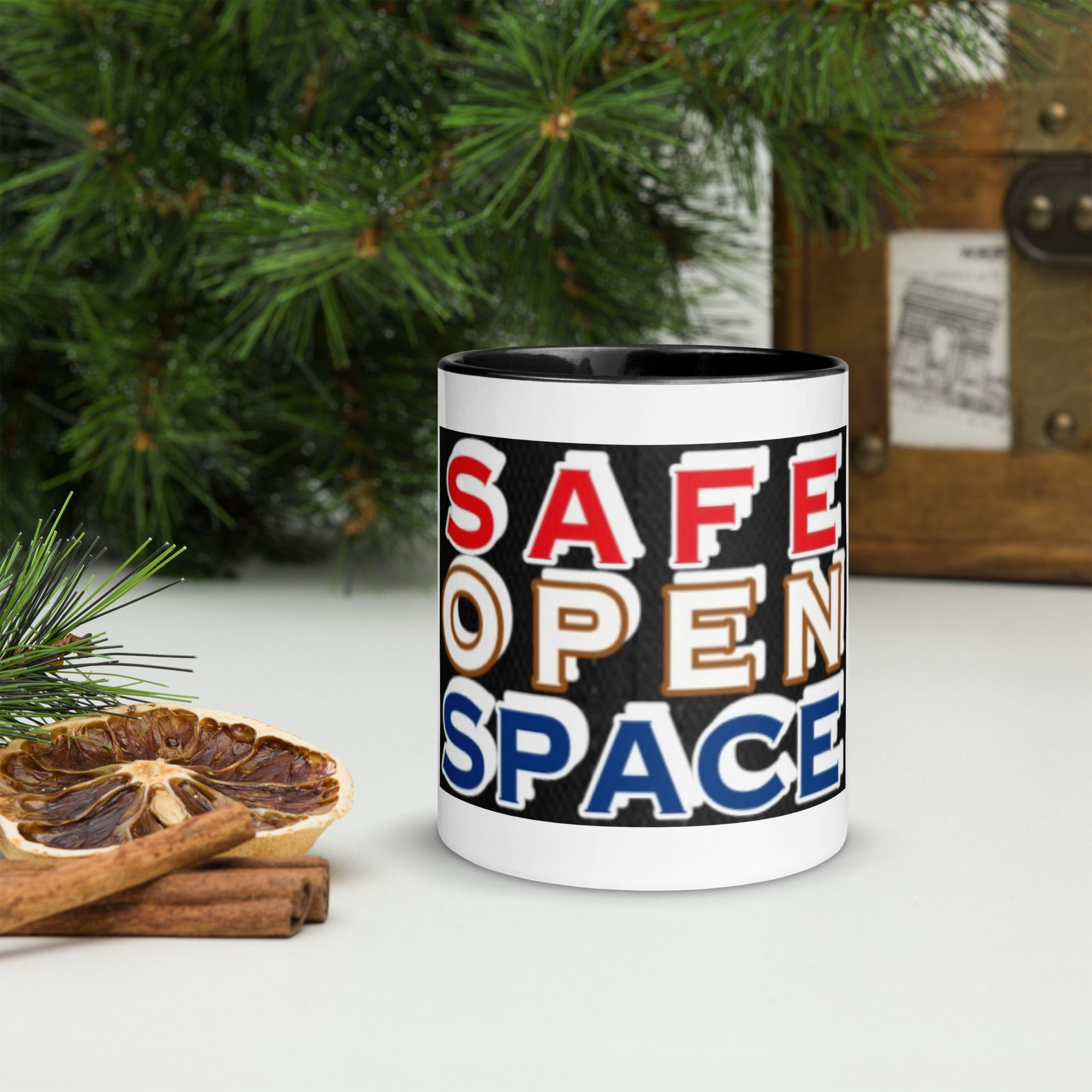"Safe Open Space" Mug with Color Inside