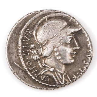 Roman P Fonteius P.F. Capito Silver Denarius 55BC