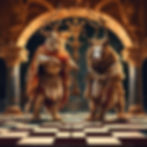 Ancient Roman Festival of Lupercalia – A dramatic depiction of the Lupercalia festival in ancient Rome, featuring priests dressed in animal skins performing rituals in honor of the god Lupercus.